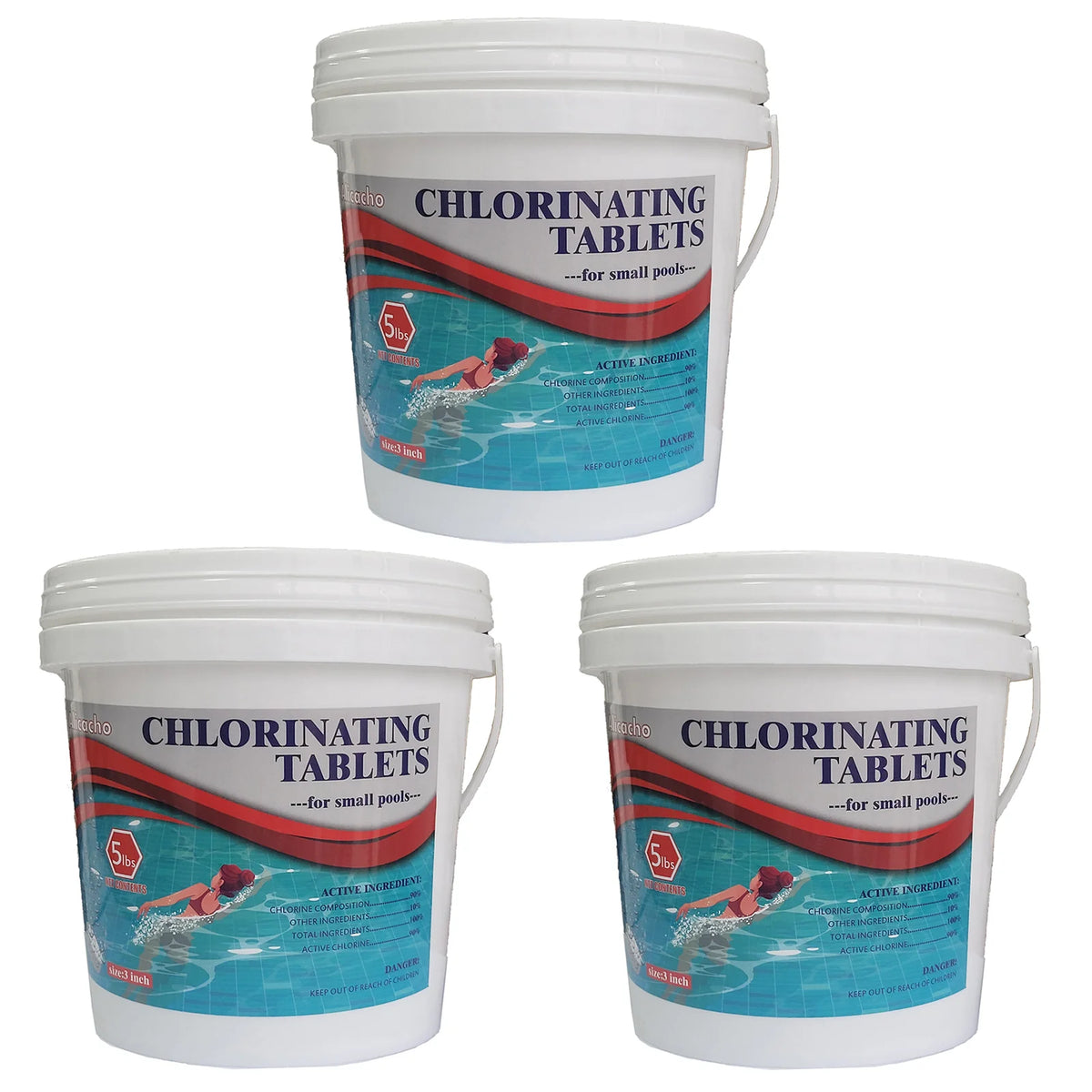 15 lbs - (33) 3" Inch Chlorine Tablets (3 Buckets)