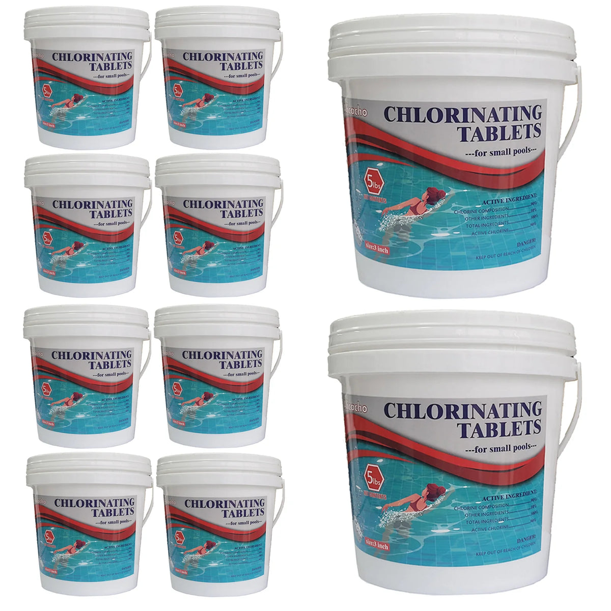 50 lbs - 3" Inch Chlorine Tablets (10 Buckets)